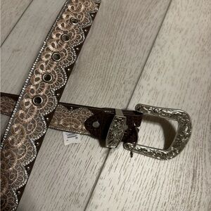 Elegant Brown and Silver Belt with Intricate Design
